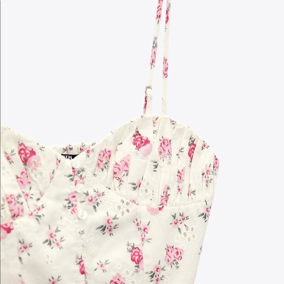 ZARA‎ FLORAL LINEN BLEND CORSET TOP - Picture 4 of 5